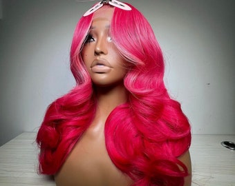 Pink Human Hair Frontal Wig