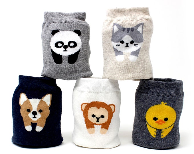 LIVEBEAR | 5 Pairs | Women’s Cute Funny Novelty Casual Cotton Crew Socks | Cheeky Animal Tushie | Made in Korea