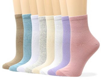 LIVEBEAR | 8 Pairs | Women’s Cute Funny Novelty Casual Cotton Crew Socks | Solid Bright Colors | Made in Korea