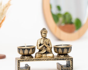 Buddha Themed Tealight Candle Holder - Polyester Material