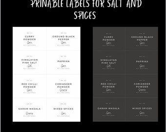 Etiquetas de sal y especias