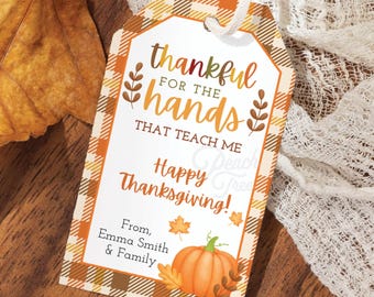 Thanksgiving Teacher Appreciation Printable, Fall Teacher Gift Tag, Hands That Teach Me, Soap Gift Tag, Thanksgiving Teacher Gift Idea