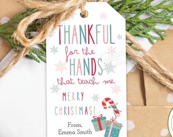 Christmas Teacher Appreciation Printable, Holiday Teacher Gift Tag, Hands That Teach Me, Soap Gift Tag, Christmas Teacher Gift Idea