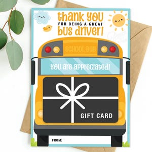 Porta carte regalo stampabile per autisti di autobus, regalo di ringraziamento per autisti di autobus, regalo di fine anno, carta regalo per caffè, ringraziamento per autisti di autobus