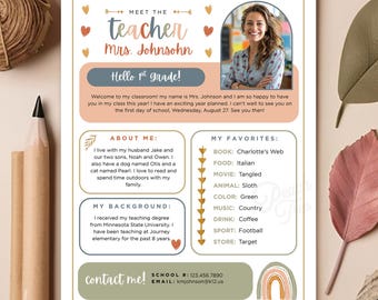 Editable Meet The Teacher, Teacher Newsletter, Event Newsletter, Parent Communication Form, Back to School Printable, Instant Download