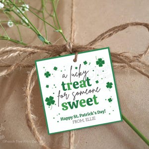 Afdrukbare St. Patrick's Day-tags, geluksbrenger voor een lief iemand, cadeaulabel leraar, cadeau medewerker, cadeau medewerker, St. Patrick's traktatie-tag, bewerken met Canva