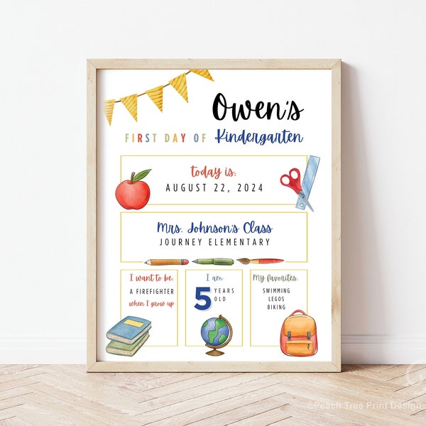 Editable First Day of School Sign, Personalized First Day of School Sign, Printable Sign, Back to School Printable