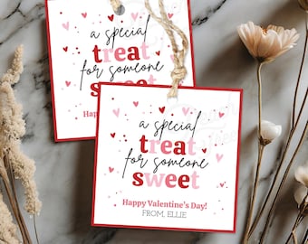 Printable Valentine Tag, Sweet Treat Tag, Valentine&#39;s Day Tag, Teacher Gift Tag, Employee Gift, Valentine Treat Tag, Edit with Canva