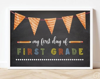 First Day of School Sign Printable, Back to School Sign Printable, Chalkboard Sign, First Day of School Chalkboard Sign, Last Day of School