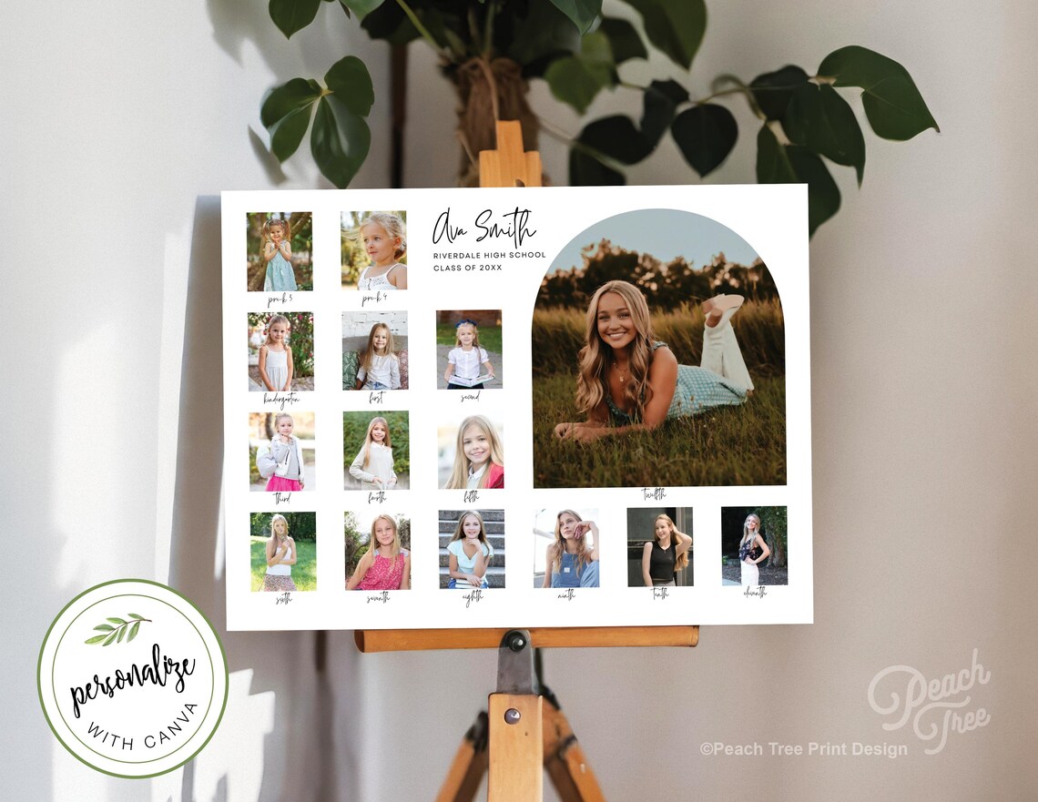 Photo Board Grad Graduation Party Photo Collage, Graduation Photo Board, Prek-12 Grade ...