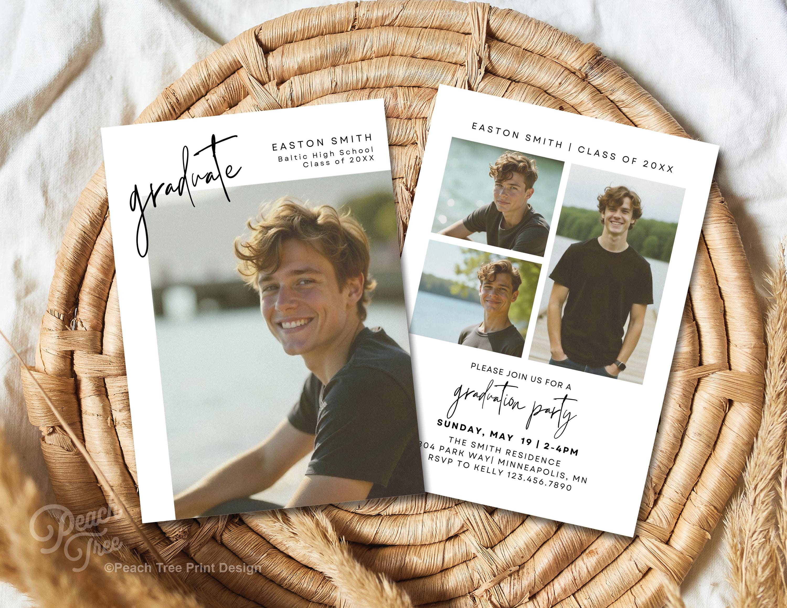 Modern Graduation Announcement Card, Minimalist Graduation Invitation ...