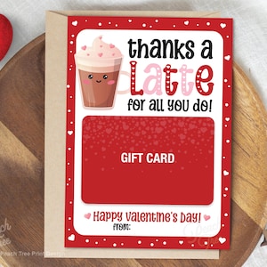 Valentinstag Geschenkkartenhalter, Kaffee Geschenkkartenhalter, Valentinstag Geschenkanhänger, Valentinstag Geschenkkartenhalter für Lehrer, Danke A Latte