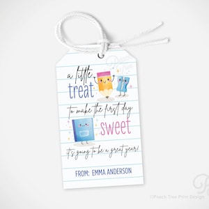 First Day of School Sweet Treat Tag, Teacher Cookie Tag, Welcome Back to School Gift Tags, Welcome Back Gift for Teacher, Printable Editable