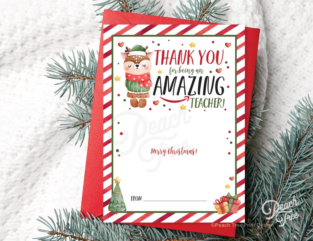 Teacher Christmas Gift Card Holder, Thank You for Being an Amazing ...