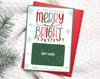 Christmas Gift Card Holder, Printable Gift Card Holder, Teacher Gift Card Holder, Holiday Gift Tag, Printable Christmas Card