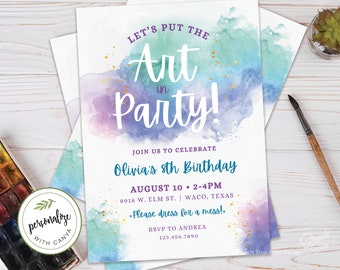 Art Party Invitation, Painting Party Invitation, Art Birthday Party Invitation, Craft Party Invite, Art Party Invite, Dress for a Mess