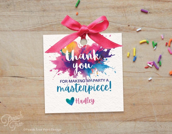 Printable Birthday Party Favor Tag, Art Party Favor, Dress For a Mess Invitation, Thank You Party Tag, Art Party Favor Tags