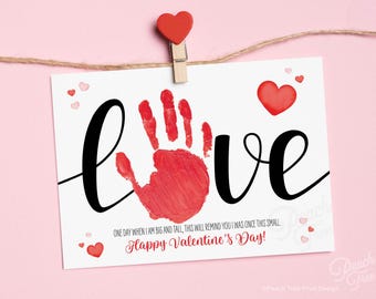 Valentines Day Handprint Craft, Valentines Craft for Kids, Valentine Keepsake for Kindergarten, Baby Toddler Daycare Craft