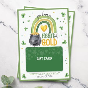 St. Patrick&#39;s Day Gift Card Holder, Teacher Appreciation, Printable St. Patrick&#39;s Day Card, Teacher Thank You Card, Staff Appreciation Gift