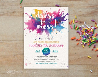 Art Party Invitation, Painting Party Invitation, Art Birthday Party Invitation, Craft Party Invite, Art Party Invite, Dress for a Mess,