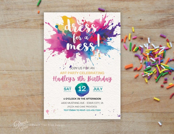 Art Party Invitation, Painting Party Invitation, Art Birthday Party Invitation, Craft Party Invite, Art Party Invite, Dress for a Mess,