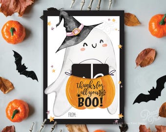 Printable Halloween Gift Card Holder, Thanks For All You Boo!, Fall Gift Card Holder, Teacher Gift, Staff Employee Gift, Instant Download
