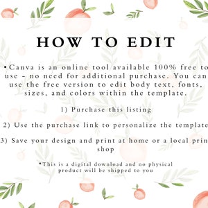 K&ouml;nnte beinhalten: Anleitung zum Bearbeiten von Text, Schriftarten, Gr&ouml;&szlig;en und Farben in einer Vorlage mit Canva.  Anweisungen zum Kauf einer Liste, Personalisieren einer Vorlage und Speichern eines Designs.  Dies ist ein digitaler Download und es wird kein physisches Produkt versandt.