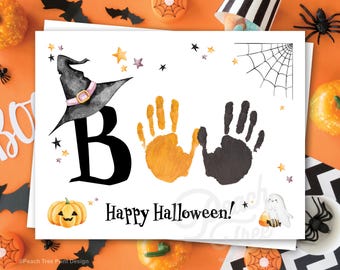 Halloween Handprint Art, Halloween Handprint Craft, Halloween Printable, Preschool Handprint Craft, Preschool Halloween Activities