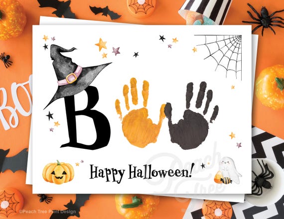 Halloween Handprint Art, Halloween Handprint Craft, Halloween Printable, Preschool Handprint Craft, Preschool Halloween Activities