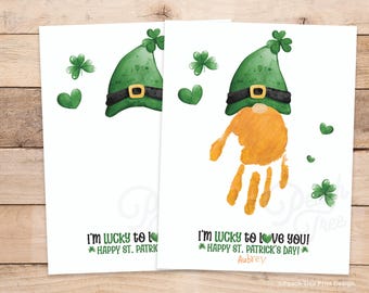 St. Patrick's Day Printable, St. Patrick's Day Handprint Craft, Leprechaun Handprint Art,  St.Patrick's Preschool Activity, Leprechaun Craft