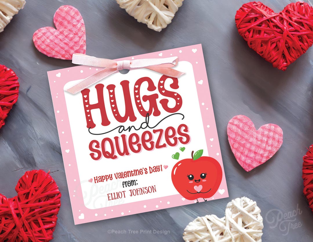 Hugs and Squeezes Valentine Printable Valentine Card Class Treat Hugs and Squeezes Valentine Printable Valentine Card Class Treat