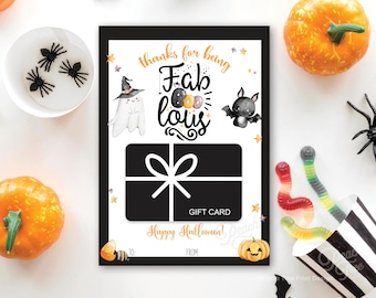 Printable Halloween Gift Card Holder, Teacher Appreciation Gift, Halloween Gift Card, Halloween Teacher Gift, Instant Download