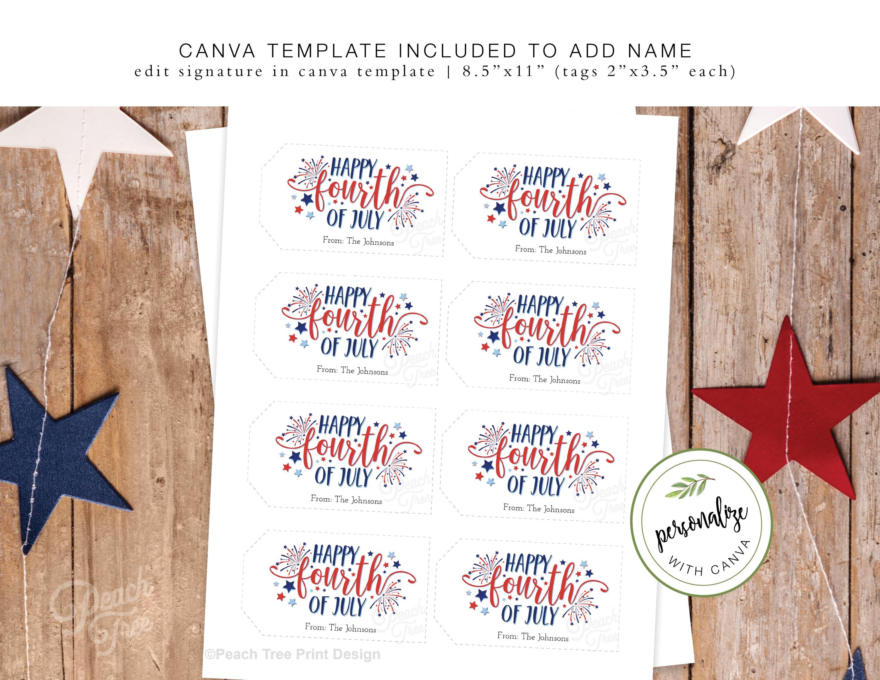 Fourth of July Tag, 4th of July Gift Tag, Patriotic Tag, Digital ...