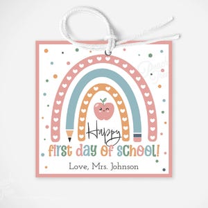 Editable Happy First Day Of School Gift Tag Template Printable Back To School Favor Tags Editable Welcome Back Tags Instant Download Digital
