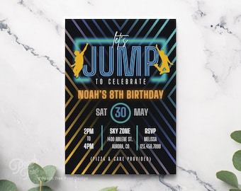 Jump Invitation, Jump Birthday Party Invitation, Trampoline Park Invite, Jump Party Invitation Boy, Let's Jump Party Invitations, Printable