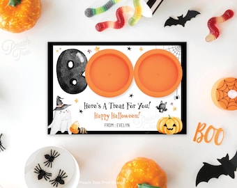 Editable Halloween Party Favors,  Halloween Gift Tags, Halloween School Gift, Halloween Tags Printable, Boo Here's a Treat For You, Canva