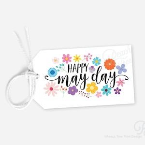 Étiquettes imprimables Happy May Day, étiquette cadeau 1er mai, étiquette florale, étiquette cadeau printemps, téléchargement immédiat, étiquette cadeau voisin