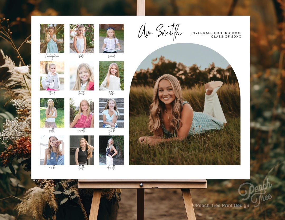 Grad Picture Collage Graduation Party Photo Collage, Graduation Photo Board, K-12 Grade ...