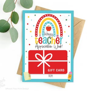 Porta-cartão-presente para a Semana de Agradecimento ao Professor, Porta-cartão de agradecimento ao professor para impressão, Porta-cartão de presente divertido, Porta-cartão de presente com tema escolar