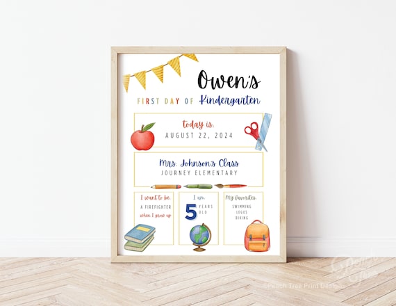 Editable First Day of School Sign, Personalized First Day of School Sign, Printable Sign, Back to School Printable