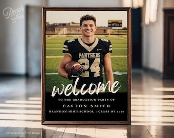 Graduation Party Welcome Sign Template, Photo Graduation Welcome Poster, Modern Minimalist Graduation Welcome, Editable Template Download