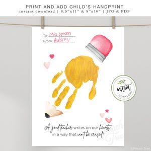 Teacher Appreciation Handprint Gift, Printable Handprint Art, DIY ...