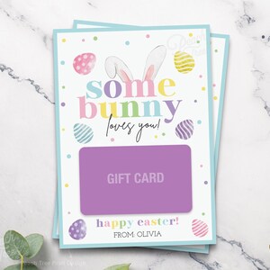 Porte-cartes cadeau de Pâques à imprimer, un lapin t'aime, carte de Pâques imprimable, carte de remerciement pour professeur, cadeau de remerciement pour le personnel