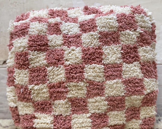 Soft Moroccan Charm for Your Home — Handmade Rose Pink Pouf