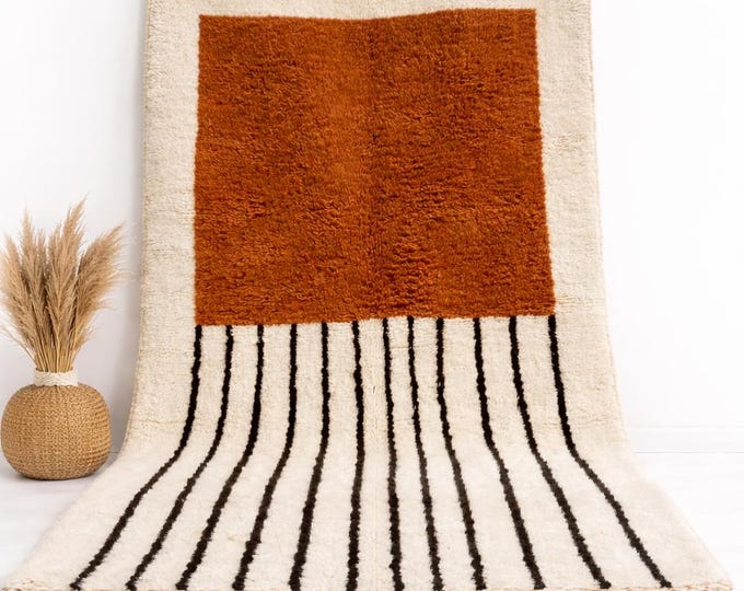 Handmade Beni Ourain Rug Moroccan Wool Berber Carpet Boho Abstract Area Rug