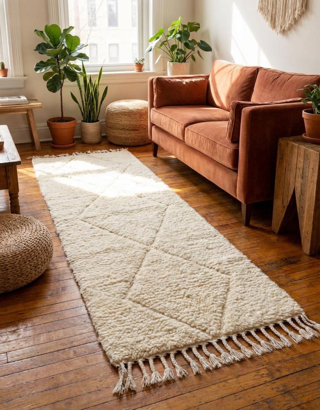 Moroccan Beni Ourain Runner Rug | Handwoven Wool Berber Carpet ...