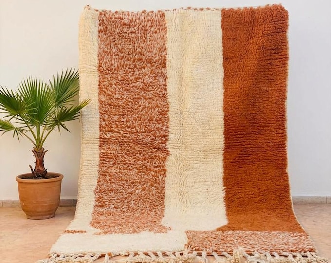 Handmade Custom Moroccan Rug Made to Order Natural Wool Terracotta Cream Geometric Berber Style