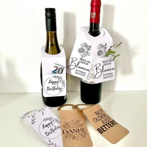Pendentif bouteille avec et sans compartiment à billets, bouteille de vin, Joyeux anniversaire - Merci - ... TÉLÉCHARGER !!!