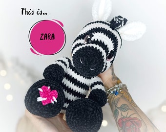 Crochet Zebra Pattern Download PDF Amigurumi Stuffed Animal Patterns for Beginners Zara Zebra Plushie Pattern in English