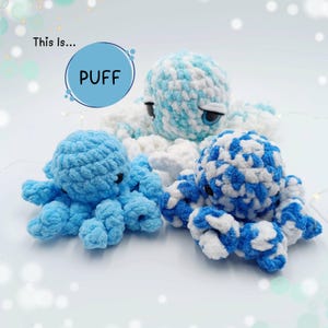 Bläckfiskvirkmönster PDF – 2-i-1 Stor Plysch & Mini Nyckelring • Nybörjare Amigurumi Havsdjur, Direkt Nedladdning